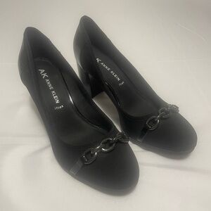 Anne Klein Celina Black Chain Detail with Block Heels